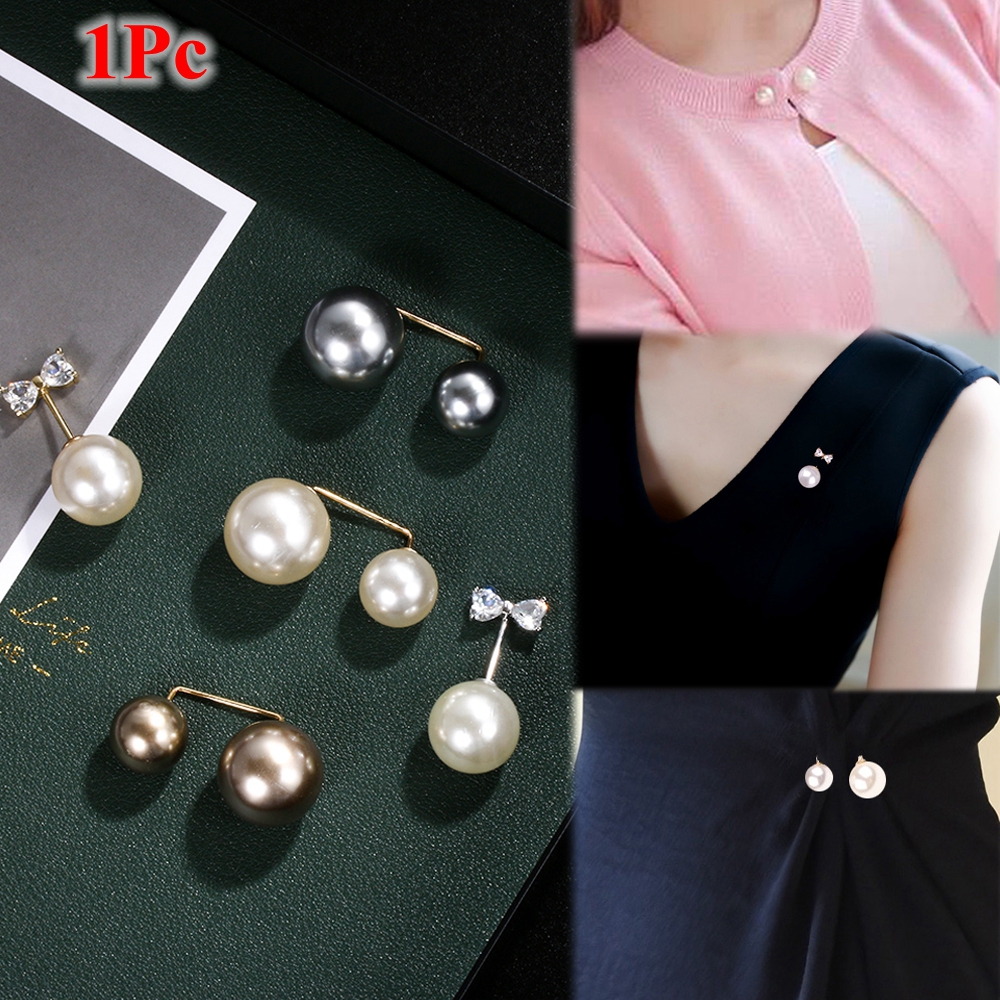 NARGANG89 Fashion Accessories Charm Gift Jewelry Party Trendy Corsage Shirt Jacket Collar Double Pearl Brooch Sweater Blouse Pin