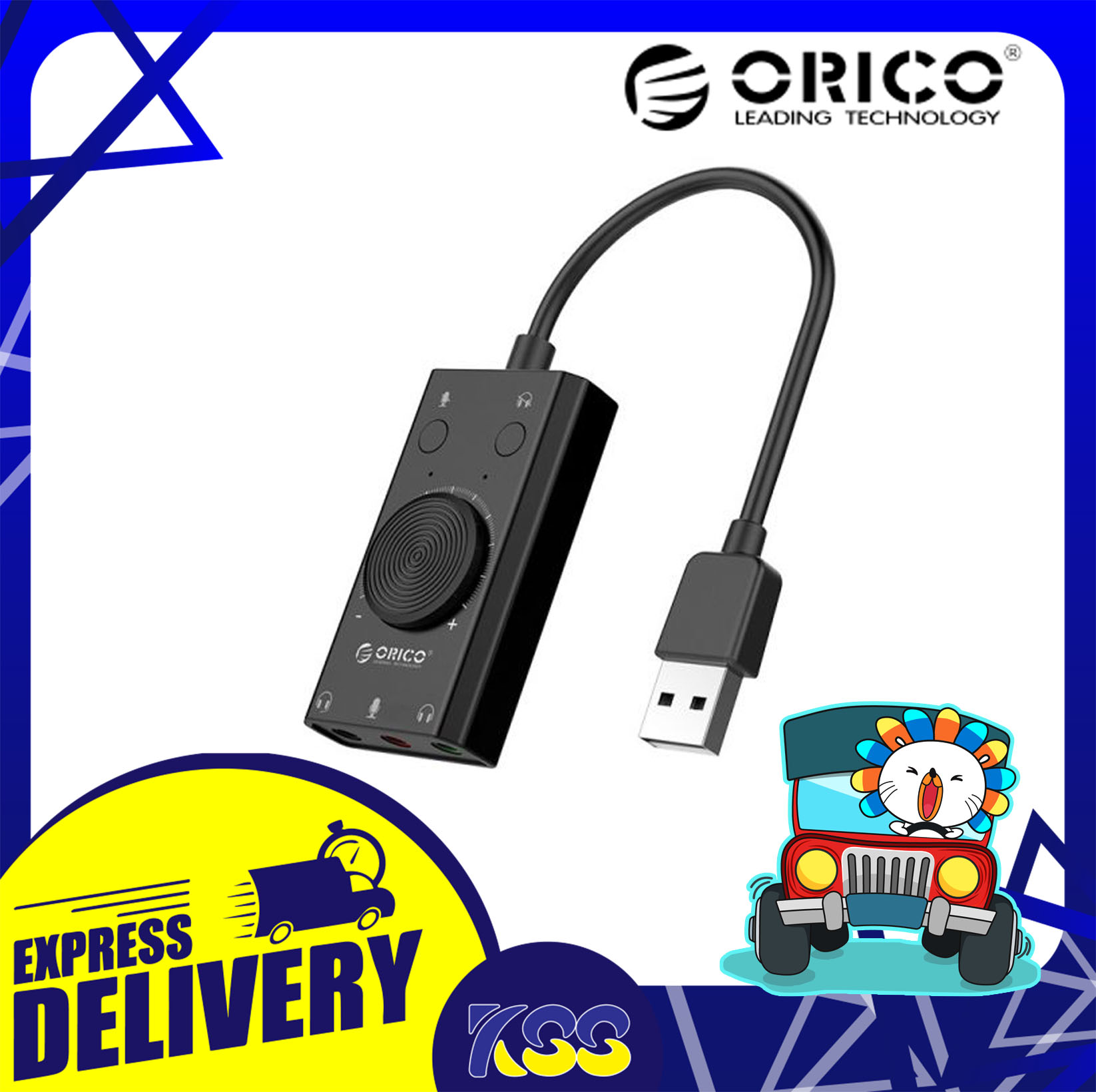 ซาวด์การ์ด ORICO SC2 MULTIFUNCTION USB EXTERNAL SOUND CARD BLACK รับ