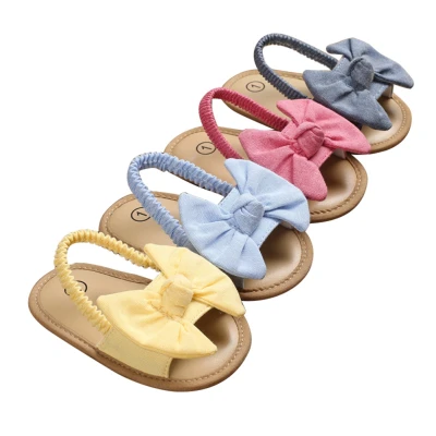 Mary's Baby Girls Sandals Summer Soft Flat Princess Bow Knot Shoes Infant Non-Slip First Walkers