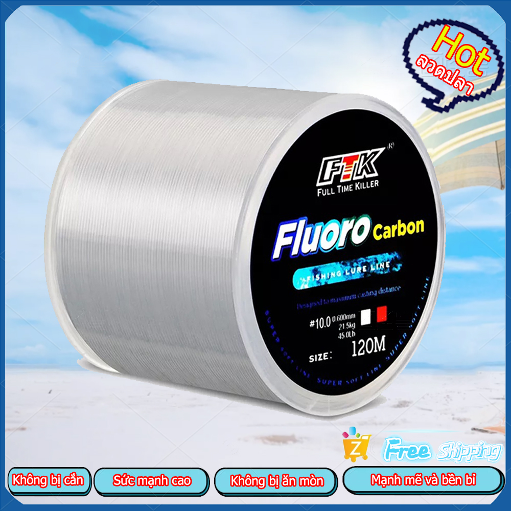 1 Roll 120M Fluorocarbon Coated Fishing Line 5LB-34LB Main Line
