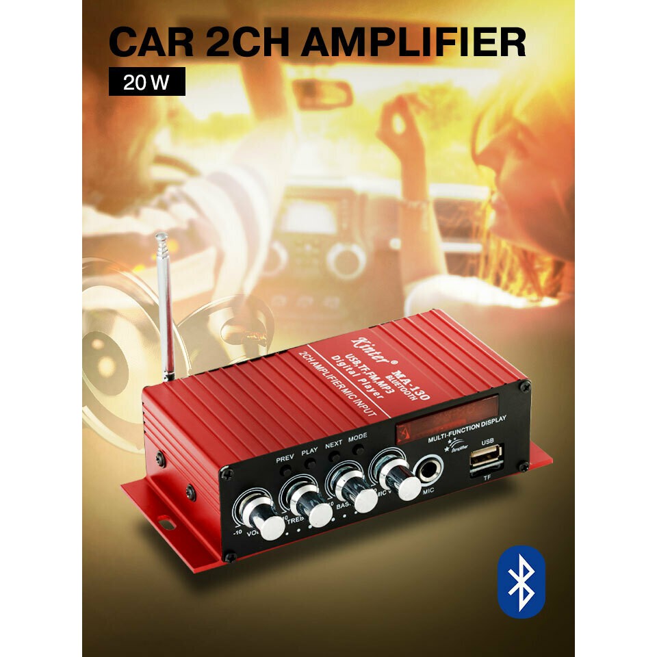 ส่งฟรี เครื่องขยายเสียงแอมป์พลิฟายเออร์ติดรถยนต์ 2 Channel Car Mini Amplifier เก็บเงินปลายทาง