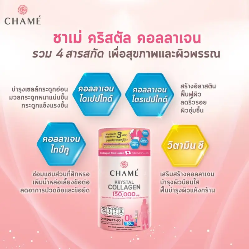 ภาพสินค้าChame Krystal Collagen ชาเม่ คริสตัล คอลลาเจน  ชาเม่คอลลาเจน จากร้าน Bestpricevitamin บน Lazada ภาพที่ 5