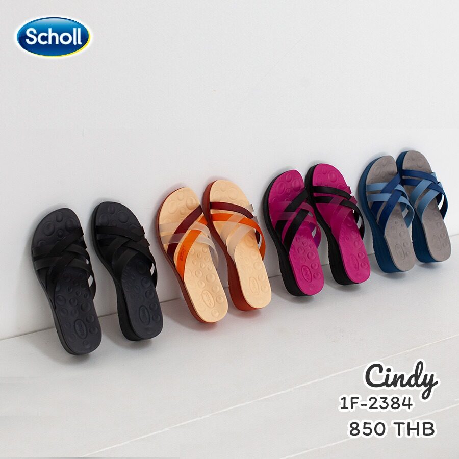 Scholl Cindy 1F-2384 รองเท้าแตะหญิง รองเท้าส้นตึกหญิง รองเท้าสุขภาพหญิง
