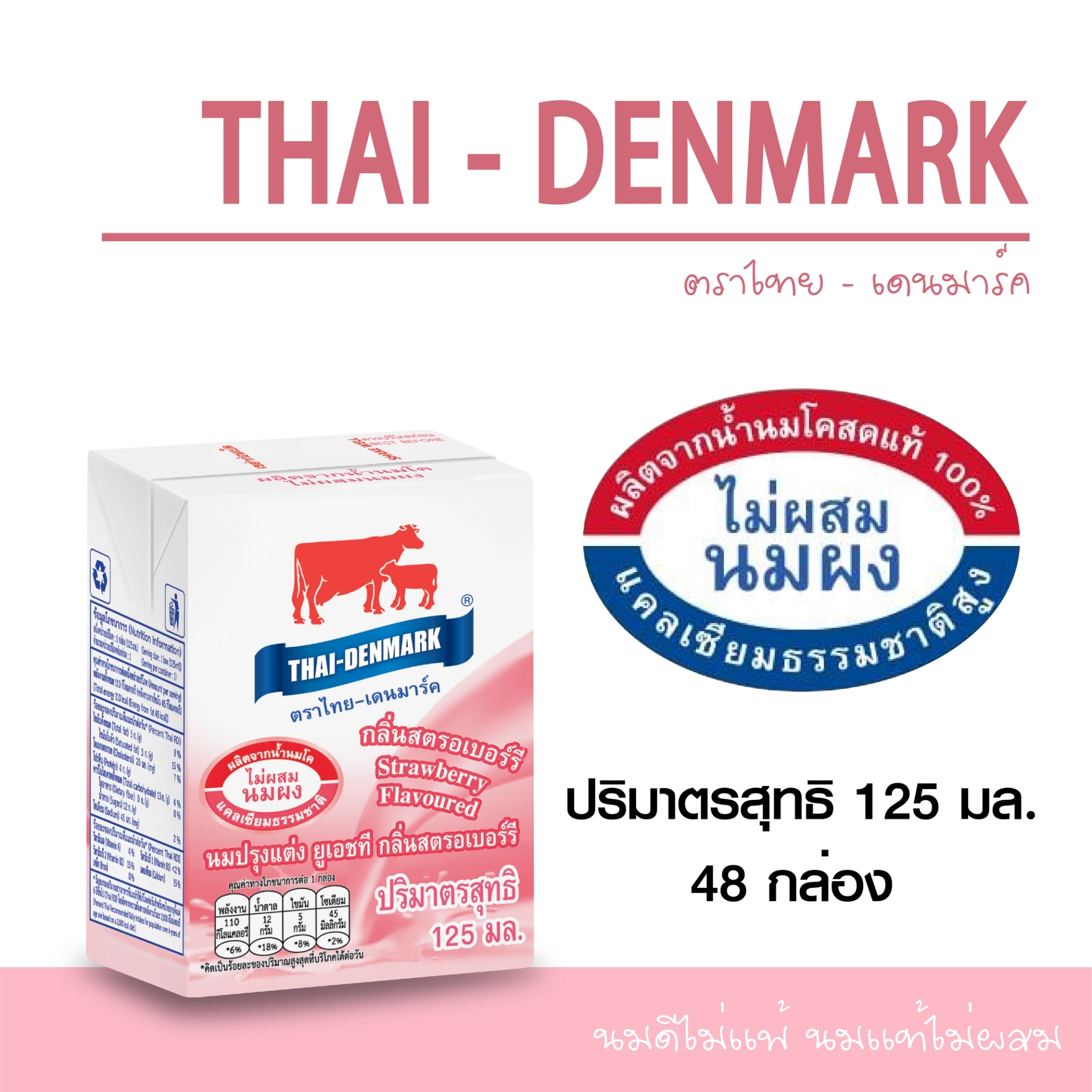 นมไทยเดนมาร์ครสสตรอเบอร์รี่ ขนาด125x48ml กล่องจิ๋ว