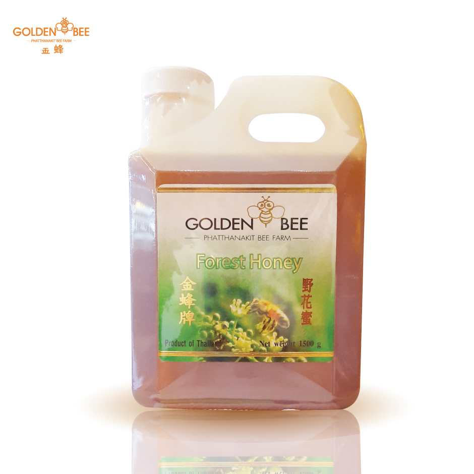 น้ำผึ้งดอกไม้ป่า ขนาด 1,500 g. Forest Honey แบรนด์ Golden Bee ตรงจากฟาร์มผึ้งพัฒนกิจ เชียงใหม่