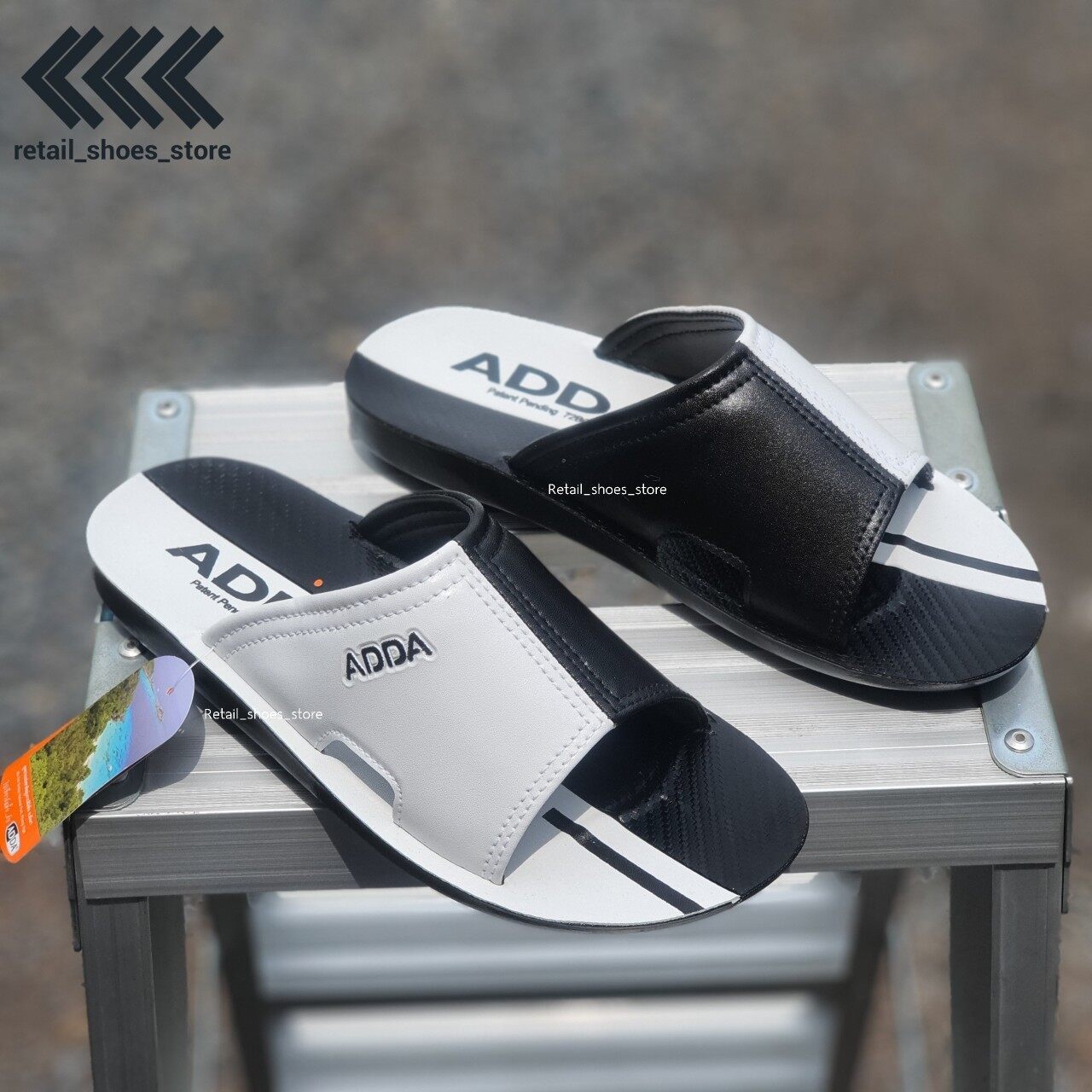 รองเท้าแตะผู้ชาย ADDA (แอ๊ดด้า)72B08-M1 สีขาวดำ