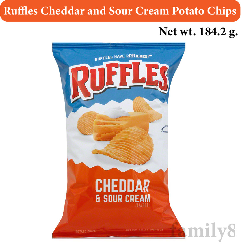 Ruffles Cheddar and Sour Cream Potato Chips 184.2 g. ? มันฝรั่งแผ่นทอดกรอบรสเนยแข็งเชดดาร์ และซาวร์ครีม ตรา รัฟเฟิล นำเข้าจากอเมริกา