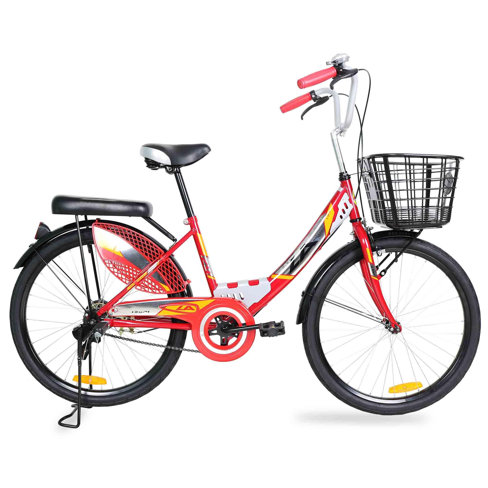LA Bicycle จักรยาน รุ่น 24 CITY STEEL RIM ( สีแดง )