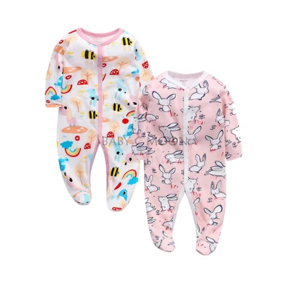 2 Pcs or 3 Pcs/lot Baby Romper Long Sleeves 100% Cotton Comfortable Baby Pajamas Cartoon Printed Newborn Baby Boy Girl Clothes