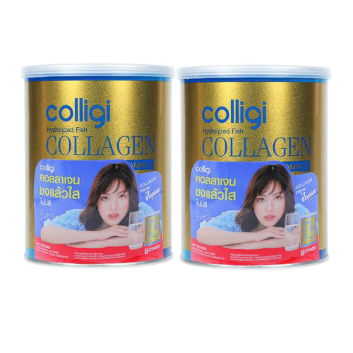 Amado Colligi Hydrolyzed Fish Collagen Tripeptide plus Vitamin C  อมาโด้ คอลลีจิ  ไฮโดรไลซ์ ฟิช คอลลาเจน ไตรเปปไทด์พลัส วิตามิน ซี จำนวน 2 กระป๋อง