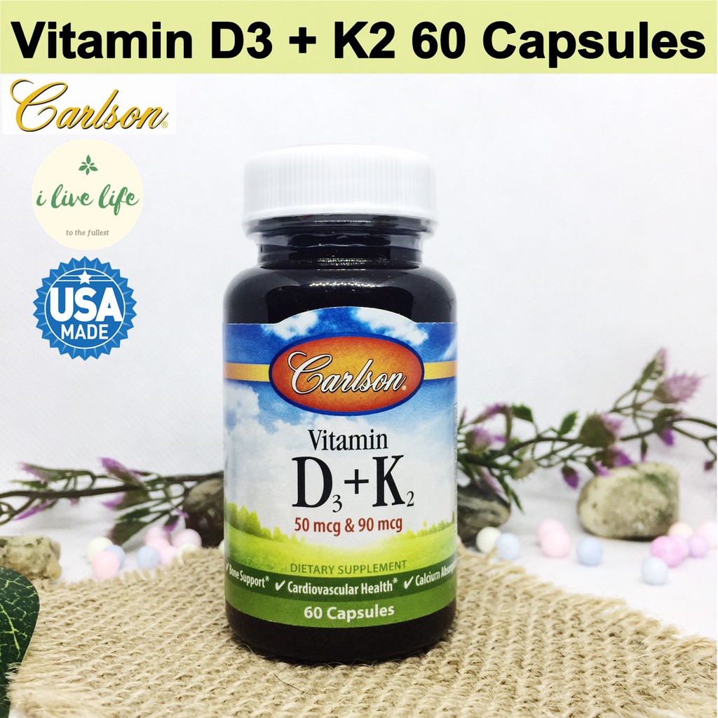 วิตามินดี 3 Vitamin D3 2000 iu + K2 (as MK7) 90mcg* 60 Capsules