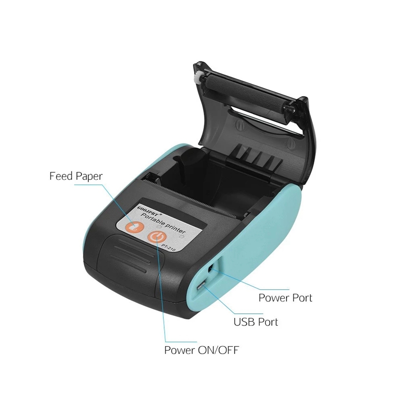 GOOJPRT PT-210 Portable Thermal Printer Handheld 58mm Receipt Printer for Retail Stores Restaurants Factories Logistics