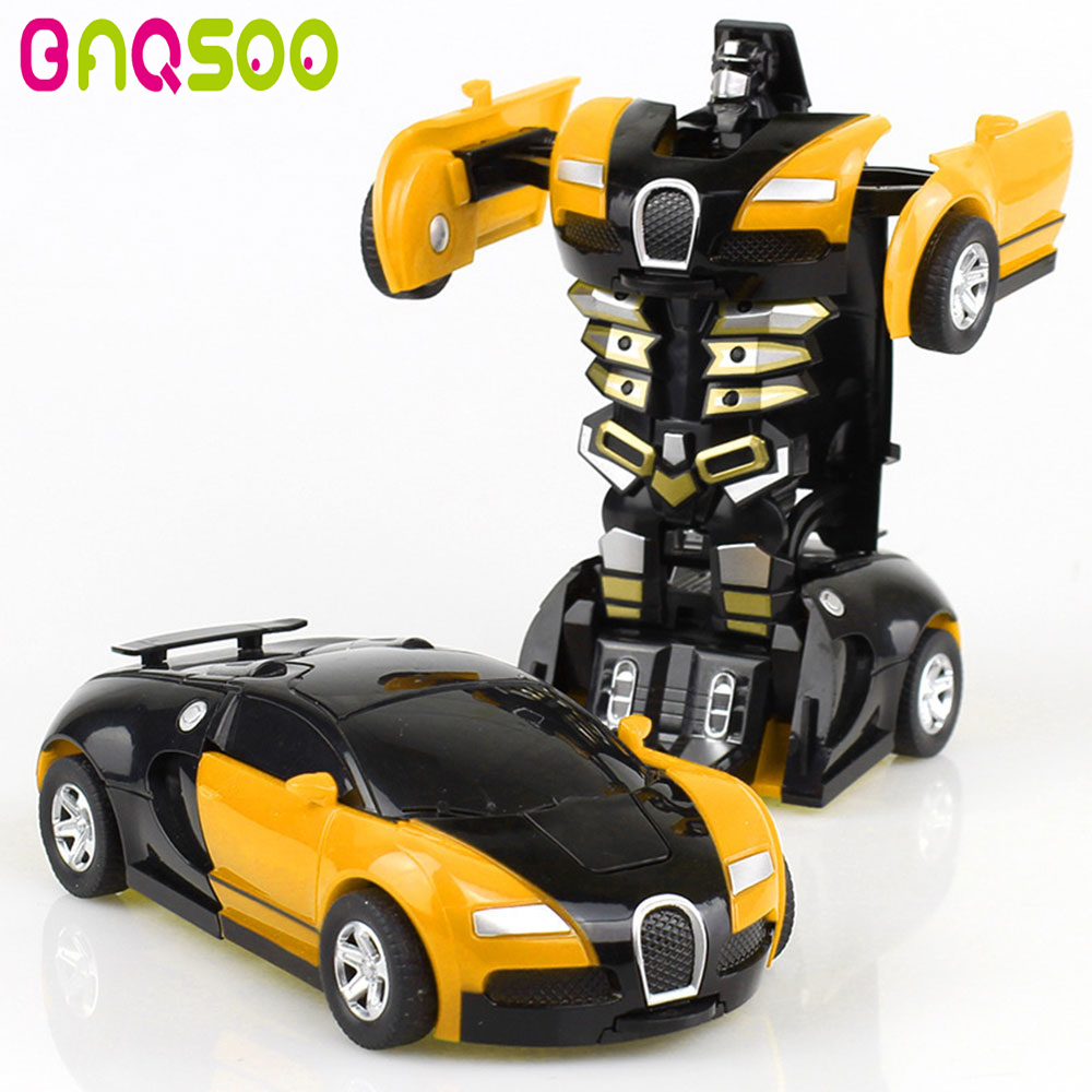 BAQSOO เด็ก Transformer รถหุ่นจำลองการเปลี่ยนรูปรถของเล่น,One-Step หุ่นยนต์รถยนต์รุ่นรถตัวเลขการกระทำของเล่นดึงกลับเปลี่ยนรถสำหรับของขวัญเด็ก