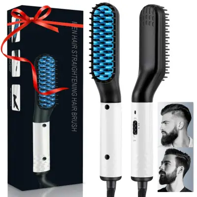 SCREE Original Beard Straightener for Men, Multifunctional Hair Styler Electric Hot Comb and Beard and Hair Straightening Brush Hair Straightening Comb with Dual Voltage 110-240V Great for Travel, Includes Free Beard Balm
