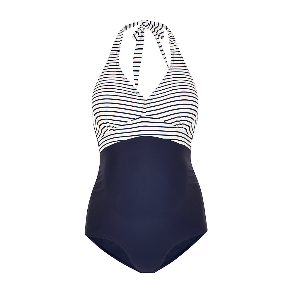 ชุดว่ายน้ำคุณแม่ mothercare navy stripe maternity swimsuit SD786