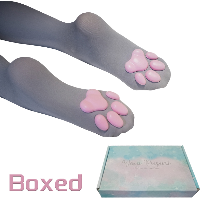 Dress Choice Cat Paw Pad Sock,Pink Cute Lolita Thigh High Socks for Girls  kids Women Cosplay 3D Kitten Claw Stockings Toes Beans Socks 