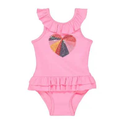 mothercare pink sequin heart swimsuit VC715