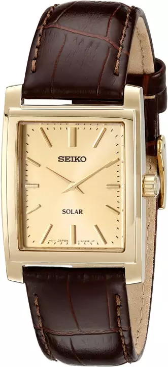 2020 New Seiko Men's SUP896 Gold-Tone and Brown Leather Solar-Power Dress Watch simple- | Lazada PH