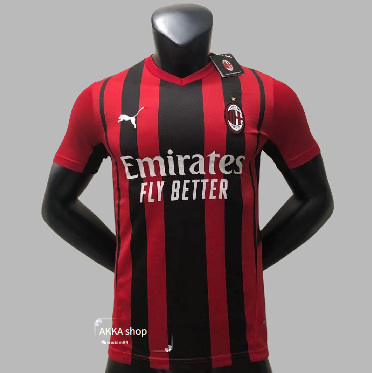 เสื้อฟุตบอล เอซี มิลานชุดเหย้า ฤดูกาลใหม่ เกรดแฟนบอล ปี 2021/22 AC Milan Home Soccer Jersey 2021/22