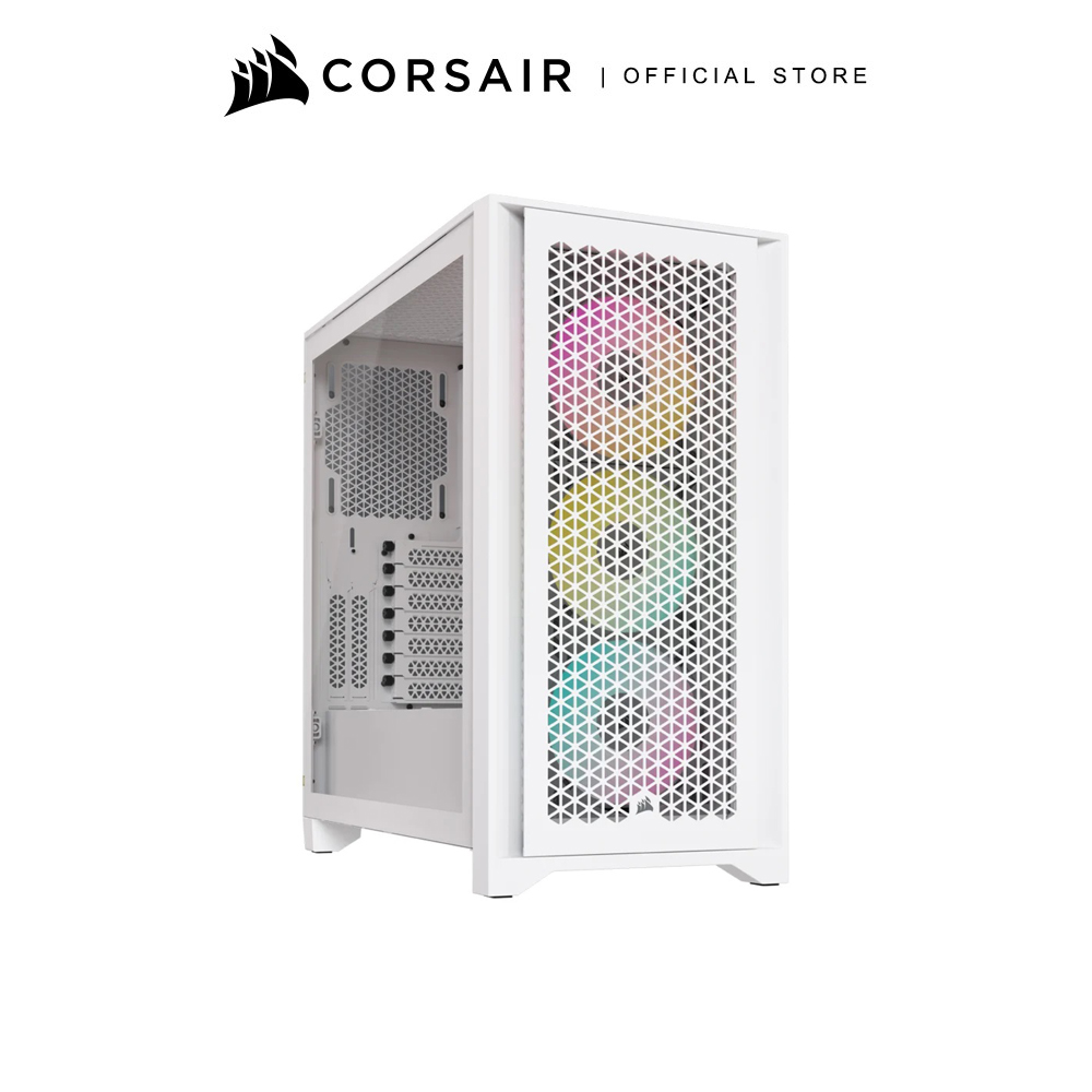 CORSAIR CASE iCUE 4000D RGB AIRFLOW Mid-Tower Case, True White - 3x AF120 RGB ELITE White Fans - iCUE Lighting Node PRO Controller - High-airflow Design ราคา 5,029 บาท*ส่งฟรี