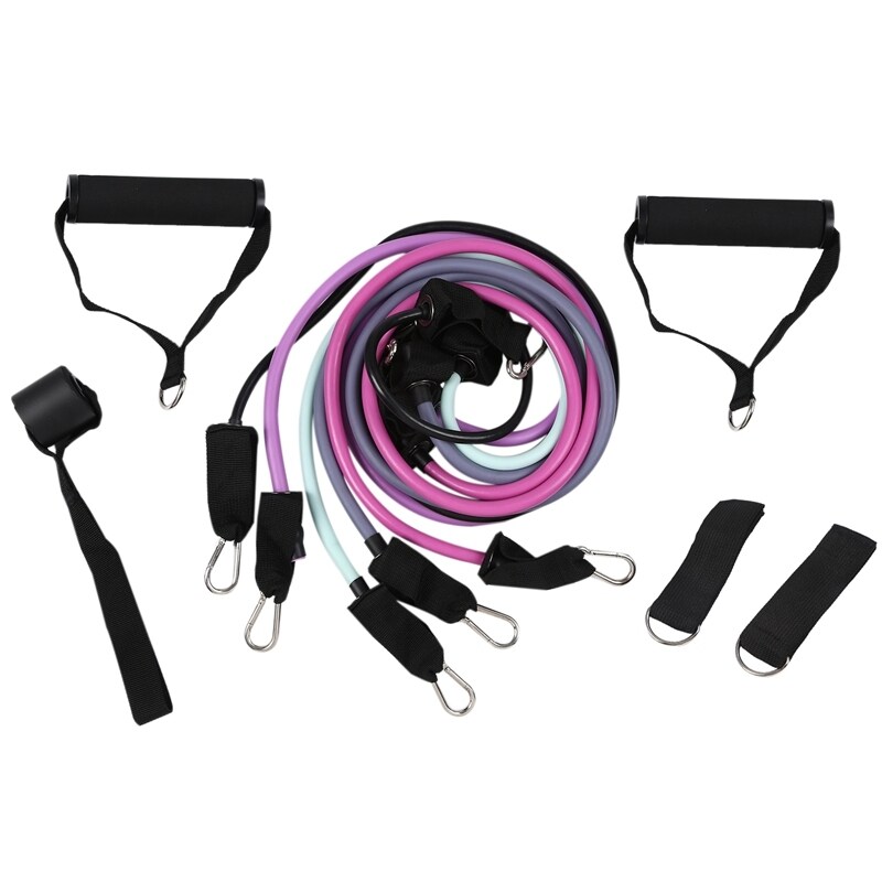 11 Pcs Fitness Resistance Bands Set Exercise Tubes Rubber Band Great for Resistance Training Workout Yoga Pilates