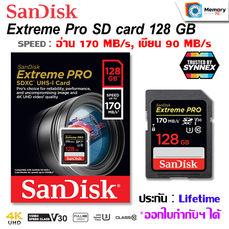 Sandisk เมมโมรี่การ์ด New Sd Card Extreme Pro 128gb U3 200mbs Sdsdxxd 128g Gn4in Memory Card 0783