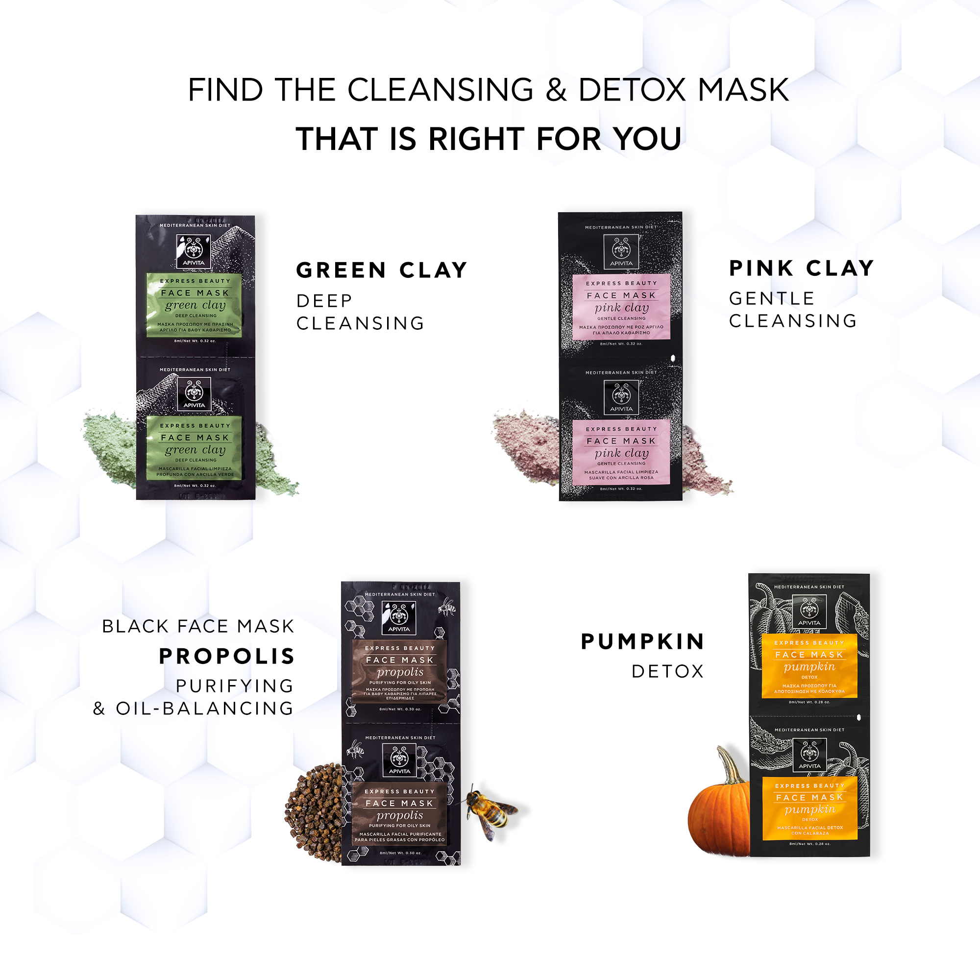 [12.12 ซื้อ 1 แถม 1] APIVITA Express Beauty Face Mask Green Clay Deep