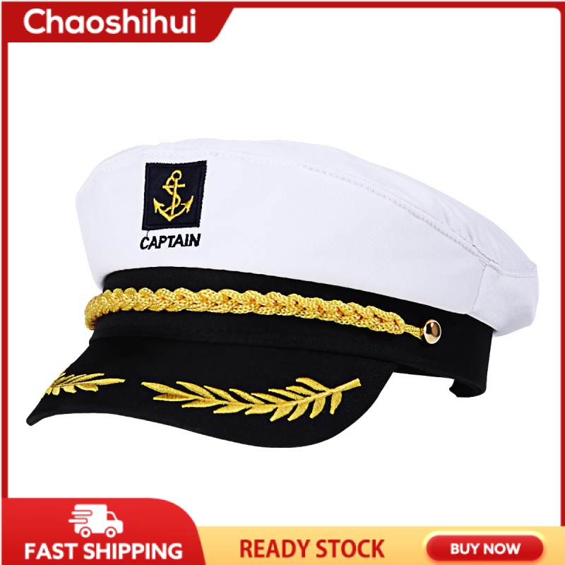 BESTOYARD Adult Yacht Boat Ship Sailor Captain Costume Hat Cap Navy Marine  Admiral (White)