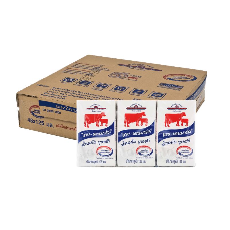 ไทยเดนมาร์ค นมยูเอชที รสจืด 125 มล. x 48 กล่อง/Thai-Danish Plain UHT Milk 125ml x 48 boxes