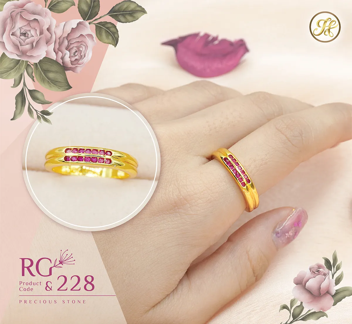 JNist เครื่องประดับแฟชั่น แหวนเพชร แหวนผู้หญิง ประดับเพชรสวิส CZ แหวนทอง แหวนหมั้น Gold Diamond Fashion Jewelry ​Women Ring รุ่น RG228