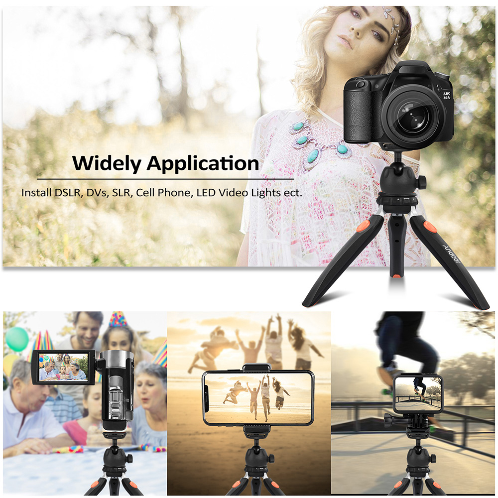 Andoer H20 Mini Tabletop Tripod Portable Foldable Phone Camera Tripod Stand with Removable Ball Head with 1/4 Inch Screw