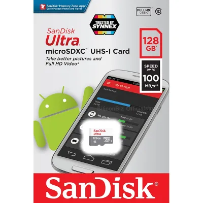 Sandisk Ultra microSD Card Class10 128GB ความเร็ว 100MB/s (SDSQUNR-128G-GN6MN) ใส่ โทรศัพท์ กล้องติดรถยนต์ กล้องวงจรปิด