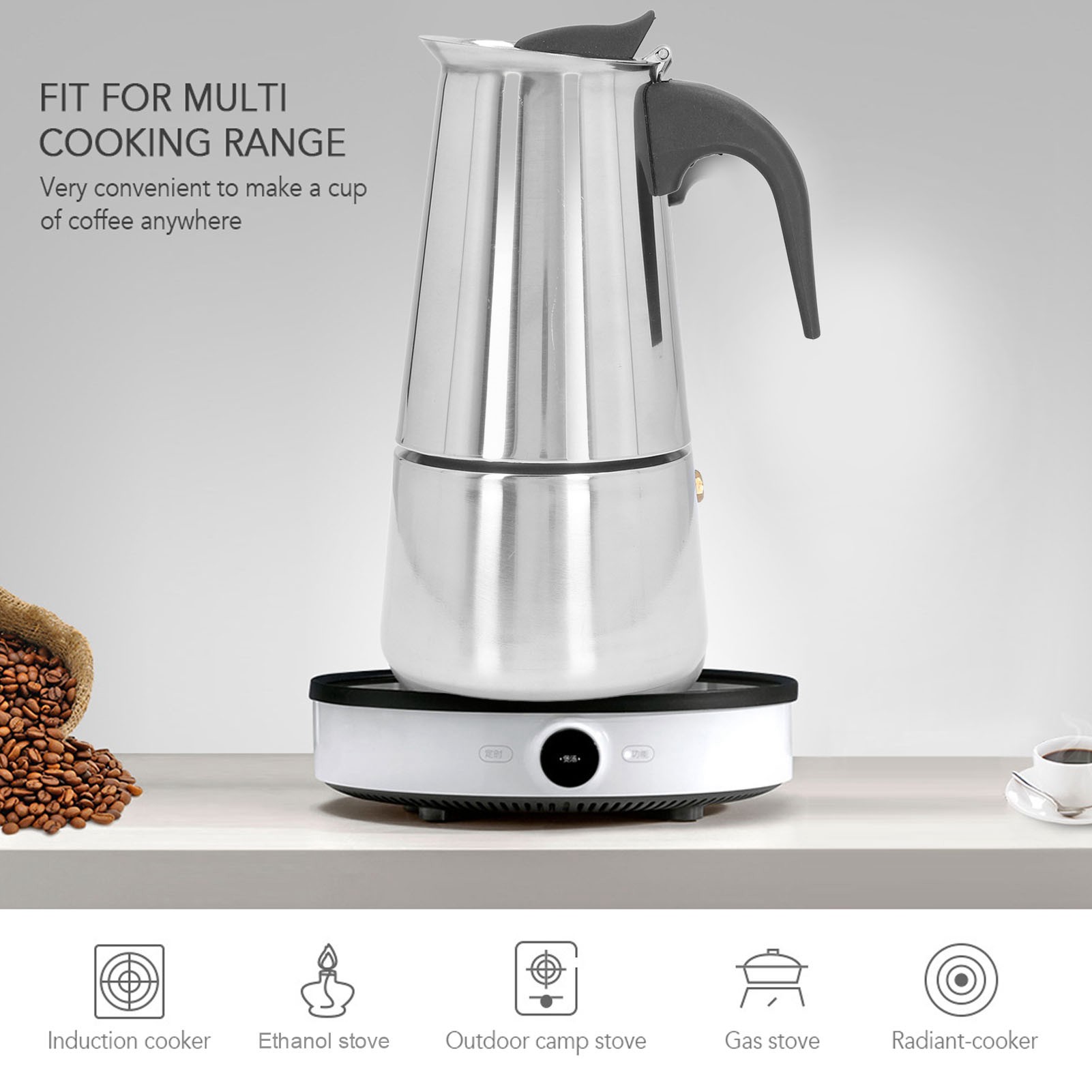 【COD】Classic Coffee Pot Stainless Steel Manual Classic Cafe Moka Cafe