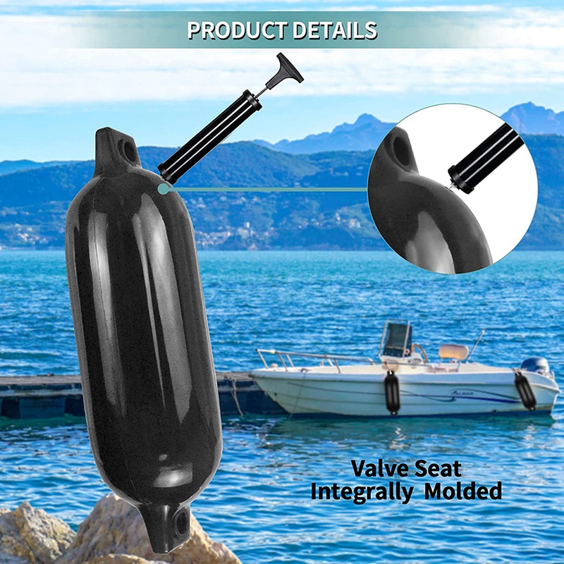 Boat Fenders 4 Pack 4.5x16 Inch Inflatable Ribbed Marine Boat Fender