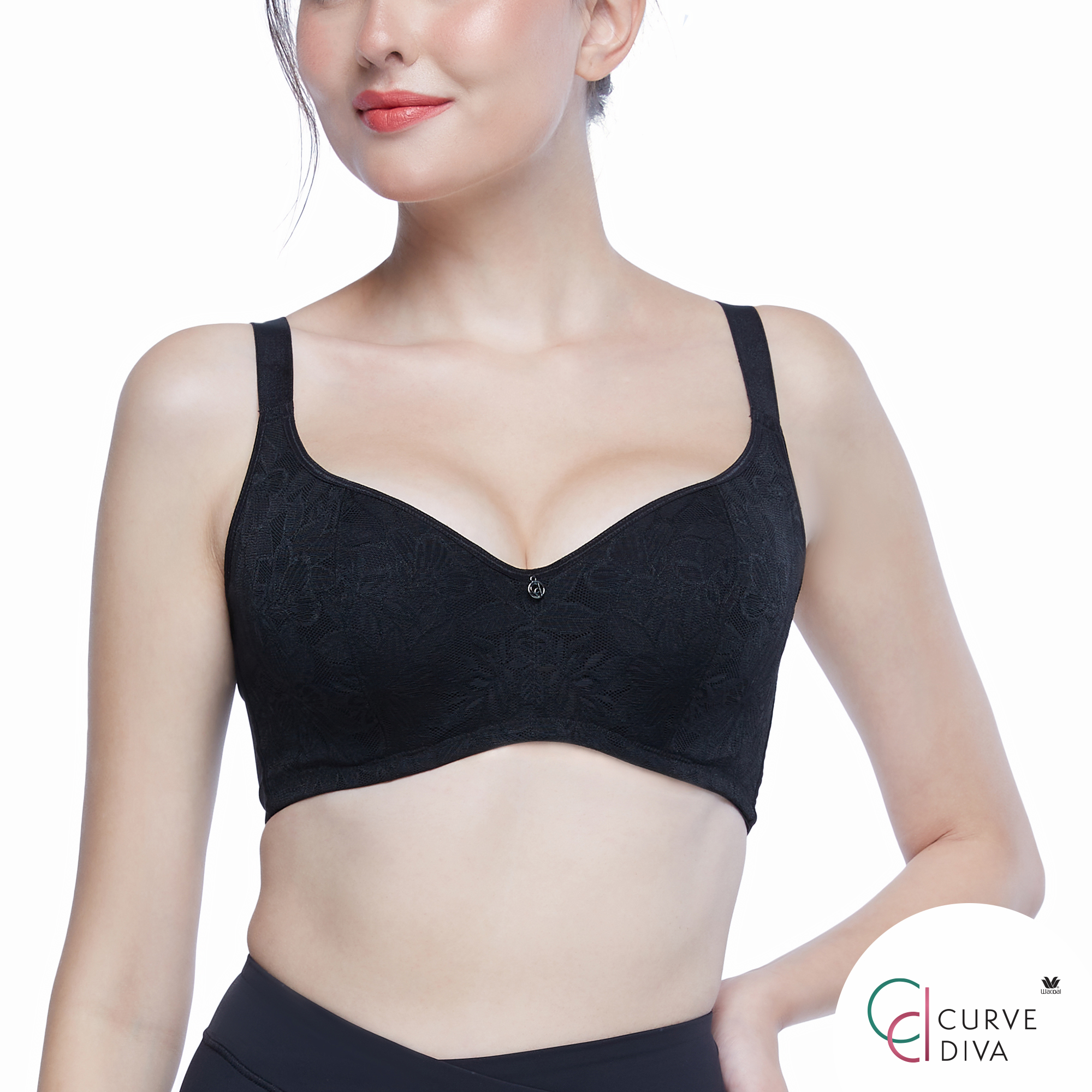 Wacoal Curve Diva Push Up Bra for Big Cup Girls Model WB7540 Black