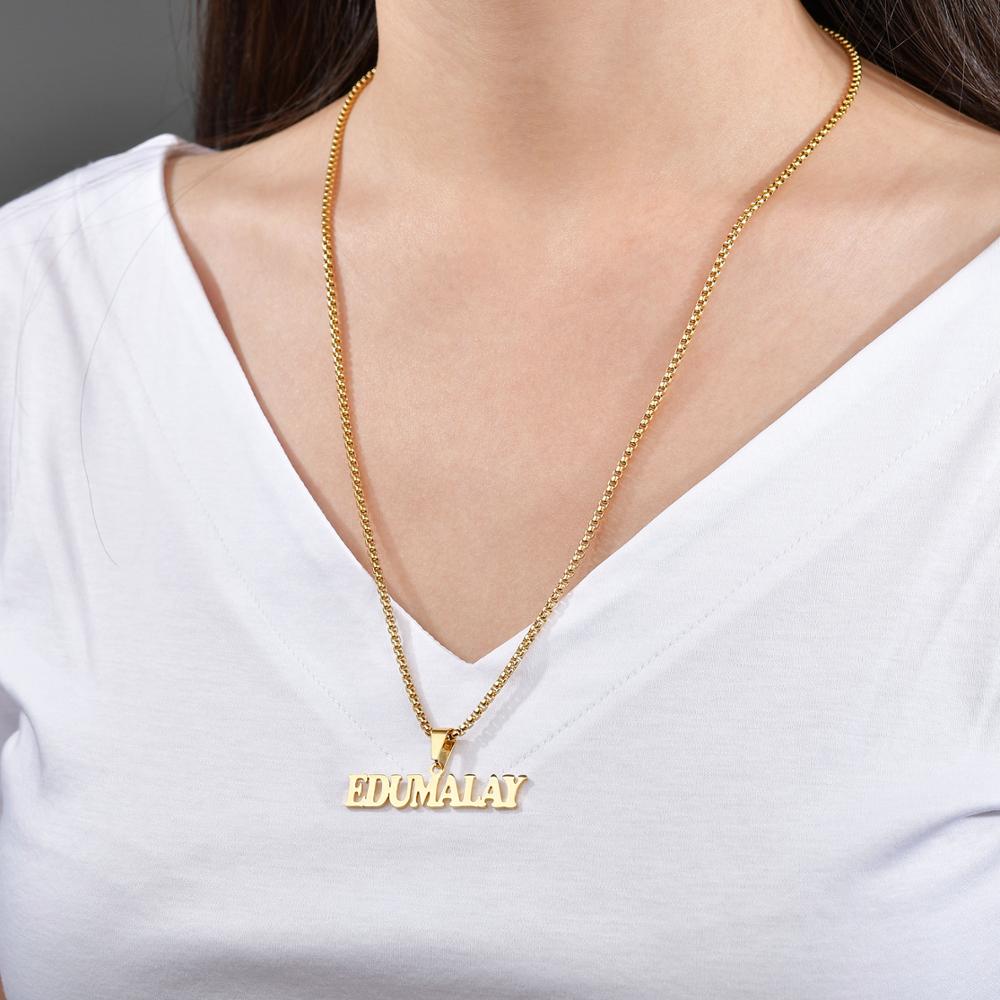 Goxijite 2019 Fashion Customized Stainless Steel Big Name Necklace For