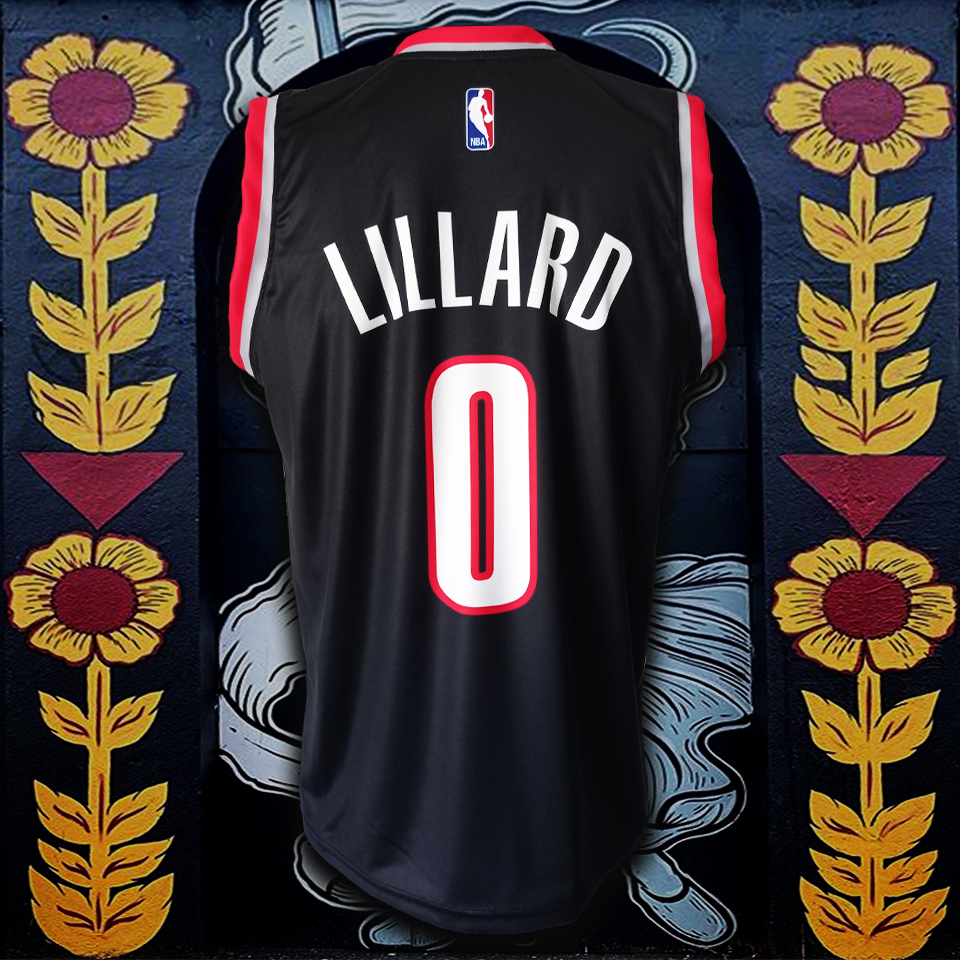 レア 刺繍 NBAユニフォーム Portland Blazers Lillard เสื้อบาส เสื้อ