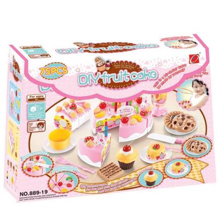 Films Toy DIY Fruit Cakeชุดของเล่นเด็ก แต่งหน้าเค้กวันเกิด+ชุดขนมหวาน(สีชมพู)