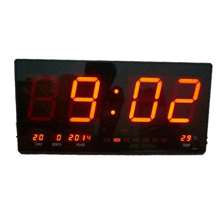 GooAB Shop นาฬิกา LED ติดฝาผนัง แบบบาง ตัวเลข 4 นิ้ว ขนาด 18 นิ้ว ไฟสีแดง