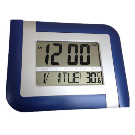 GooAB Shop นาฬิกาแขวนผนัง ดิจิตอล จอLCD ขนาด 9 นิ้ว (สีฟ้า) + ถ่านAA 2 ก้อน 
