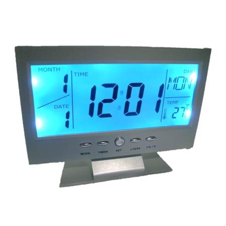 GooAB Shop นาฬิกาปลุก ตั้งโต๊ะ รูปทรงจอLCD - สีเงิน + ถ่านAAA 3 ก้อน