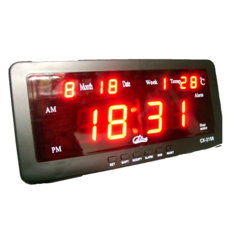 GooAB Shop นาฬิกาปลุก ตั้งโต๊ะ ติดผนัง LED พร้อมวันที่ ขนาด 7 นิ้ว - ไฟสีแดง  CX2158
