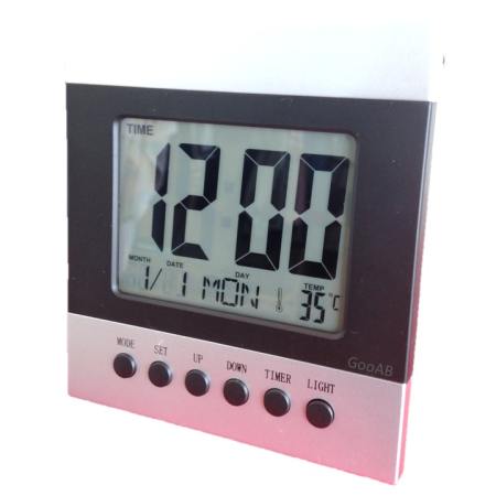 GooAB Shop นาฬิกาปลุกดิจิตอล แบบตั้งโต๊ะ หน้าจอ 4.5 นิ้ว (สีเงิน) 