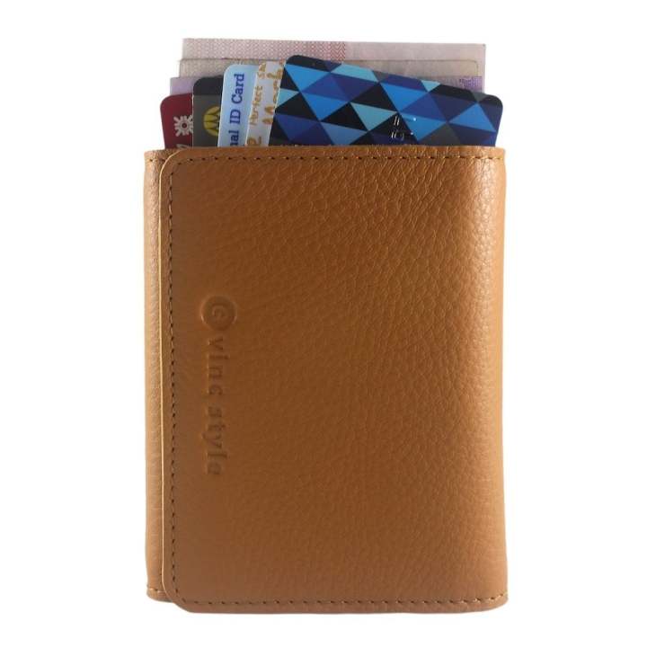 Gvinc กระเป๋าสตางค์ กระเป๋าใส่บัตร หนังแท้ Penne Wallet & Card Holder - สีแทนอ่อน
