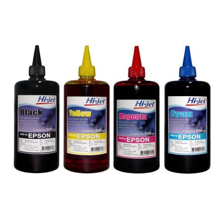 Hi-jet Epson Inkjet Refill Ink หมึกเติมอิงค์เจ็ท เอปสัน ขนาด 500 ml. ( BK - C - M - Y ) ชุดสุดคุ้ม 4 ขวด Hi-jet Epson Inkjet Refill Ink หมึกเติมอิงค์เจ็ท เอปสัน ขนาด 500 ml. ( BK - C - M - Y ) ชุดสุดคุ้ม 4 ขวด