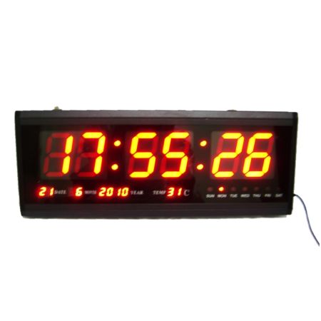 Hotei นาฬิกา LED ติดฝาผนัง ตัวเลข 3 นิ้ว ขนาด 18 นิ้ว - ไฟสีแดง HT4819