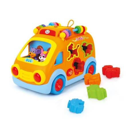 Huile Toys Happy Bus and Block รถบัสหยอดบลอคแสนสนุก
