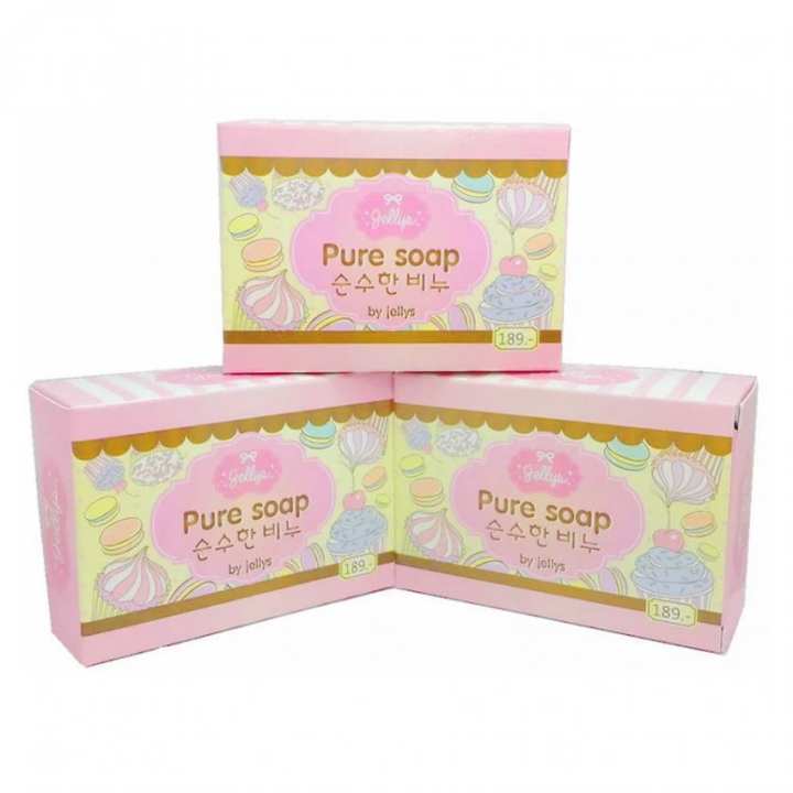   Jelly Belly pure soap สบู่เจลลี่ หัวเชื้อผิวขาว 100 กรัม (3 ก้อน) pantip