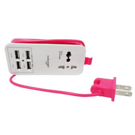 KAKUDOS Adapter USB ปลั๊กไฟ Charger 4.2A Output ชาร์จพร้อมกันได้ 4 ช่อง (สีชมพู)