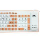 คีย์บอร์ดยางแบบยาว 105 คีย์ Keyboard USB ยางกันน้ำ ม้วนเก็บได้ แป้นพิมพ์ไทย+อังกฤษ (สีขาว/ส้ม) 